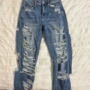 American Eagle Outfitters Ripped Blue Boyfriend Jeans